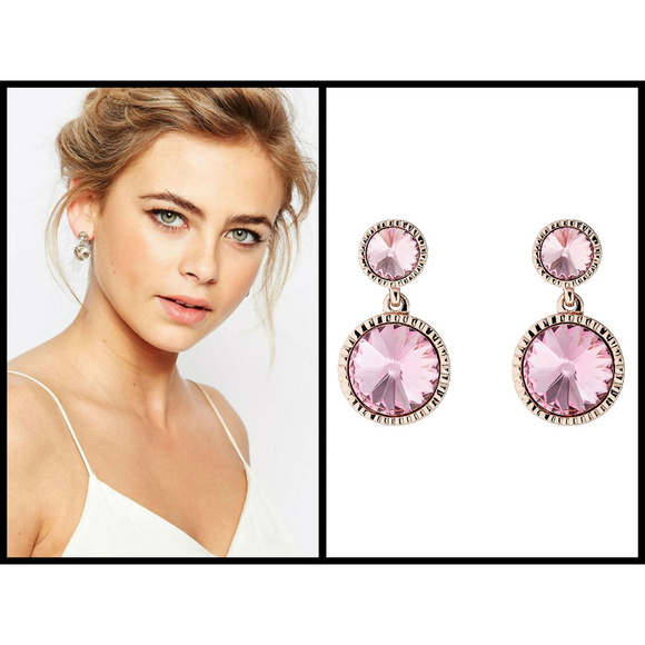 💕TED BAKER LONDON💕 Ronda Rivoli Crystal Earrings ~ Pale Pink NWT - Picture 1 of 8